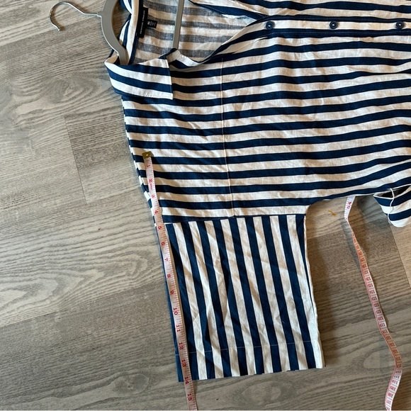Universal Standard Navy and White Striped Tie Waist Linen Midi Dress XS - Picture 15 of 15